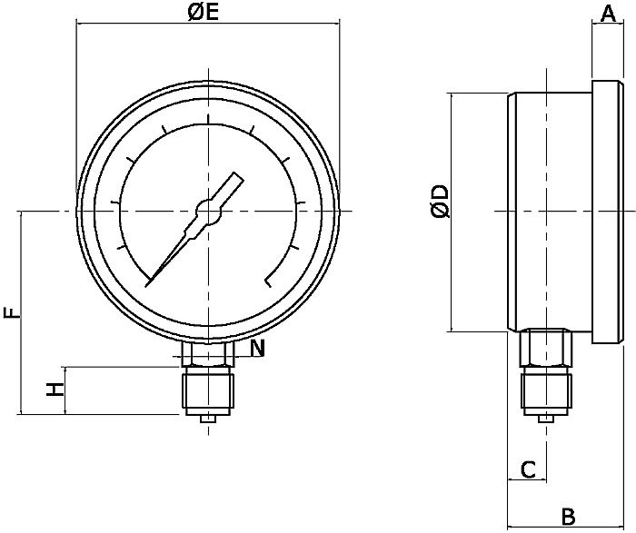 ĐỒNG HỒ ĐO ÁP SUẤT THỦY LỰC MẶT 63MM CEJN