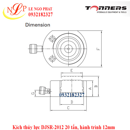 Kích thủy lực DJSR-2012 20 tấn, hành trình 12mm