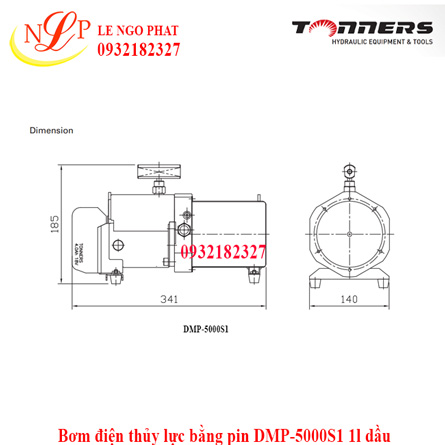 Bơm điện thủy lực bằng pin DMP-5000S1 1l dầu