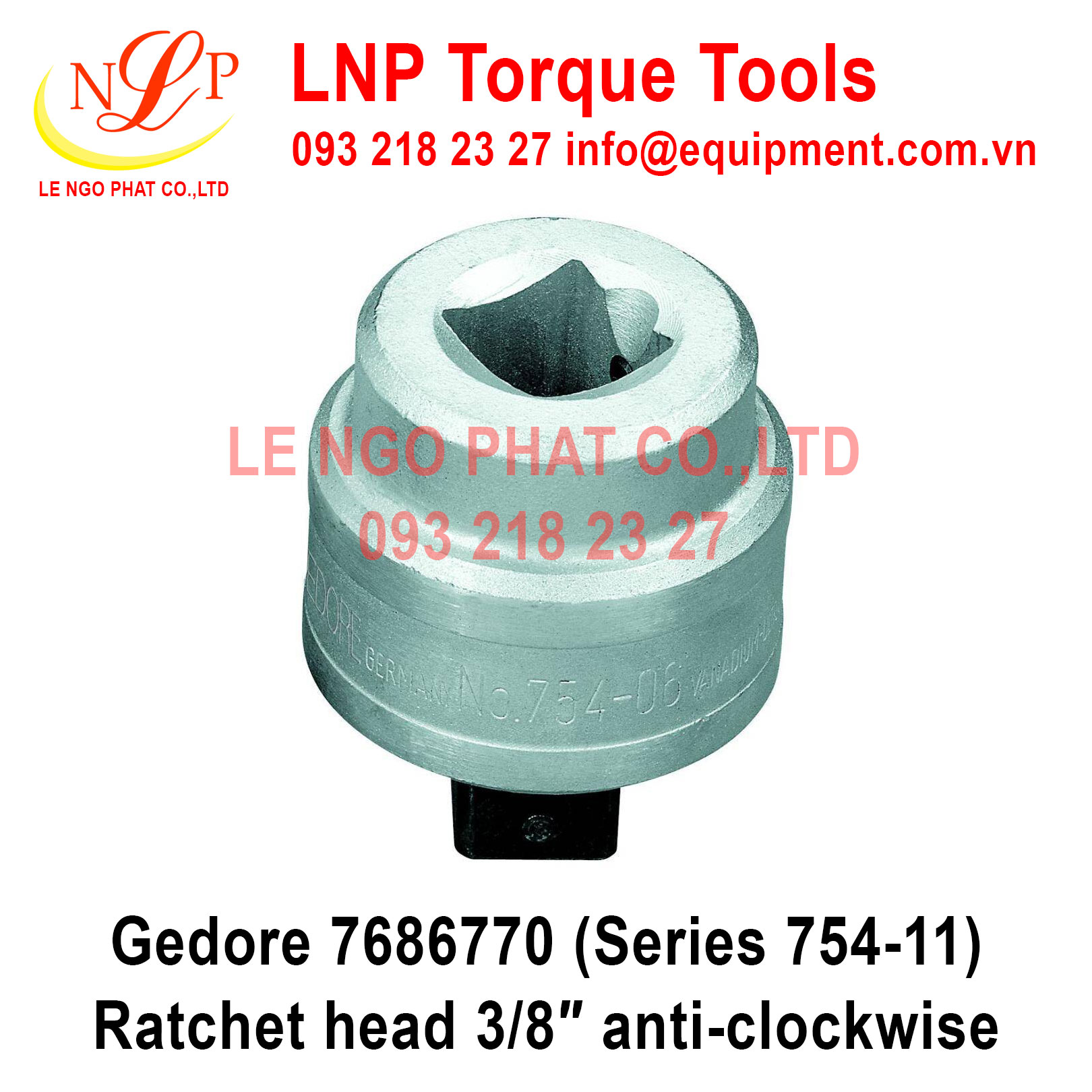 Gedore 7686770 (Series 754-11) Ratchet head 3/8″ anti-clockwise