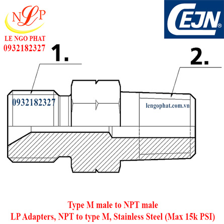LP Adapters, NPT to type M, Stainless Steel