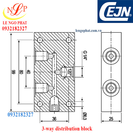 3-way distribution block Ultra High-Pressure Hydraulics