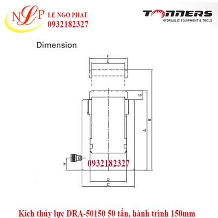 Kích thủy lực DRA-50150 50 tấn, hành trình 150mm