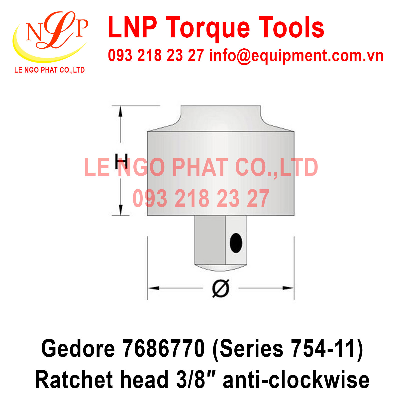 Gedore 7686770 (Series 754-11) Ratchet head 3/8″ anti-clockwise