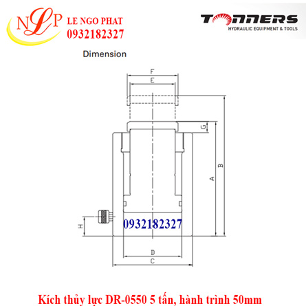 Kích thủy lực DR-0550 5 tấn, hành trình 50mm