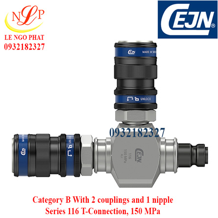 Category B With 2 couplings and 1 nipple Series 116 T-Connection, 150 MPa