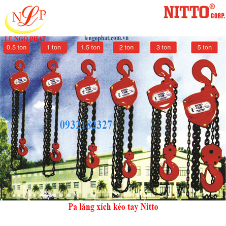 Pa lăng xích kéo tay 5 tấn 3 met Nitto 50VP5