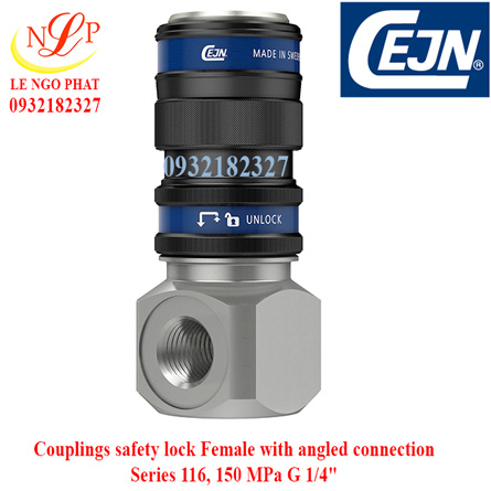 Couplings safety lock Female with angled connection Series 116, 150 MPa G 1/4"