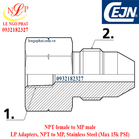 LP Adapters NPT female to MP male, Stainless Steel