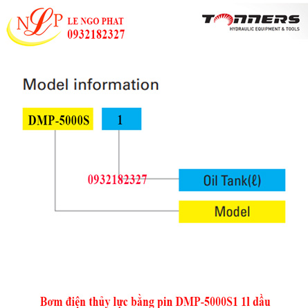 Bơm điện thủy lực bằng pin DMP-5000S1 1l dầu