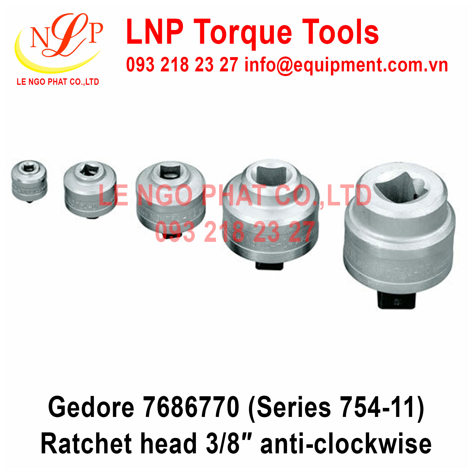 Gedore 7686770 (Series 754-11) Ratchet head 3/8″ anti-clockwise