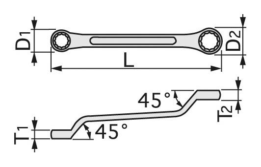 Short offset wrench (45 deg) M46