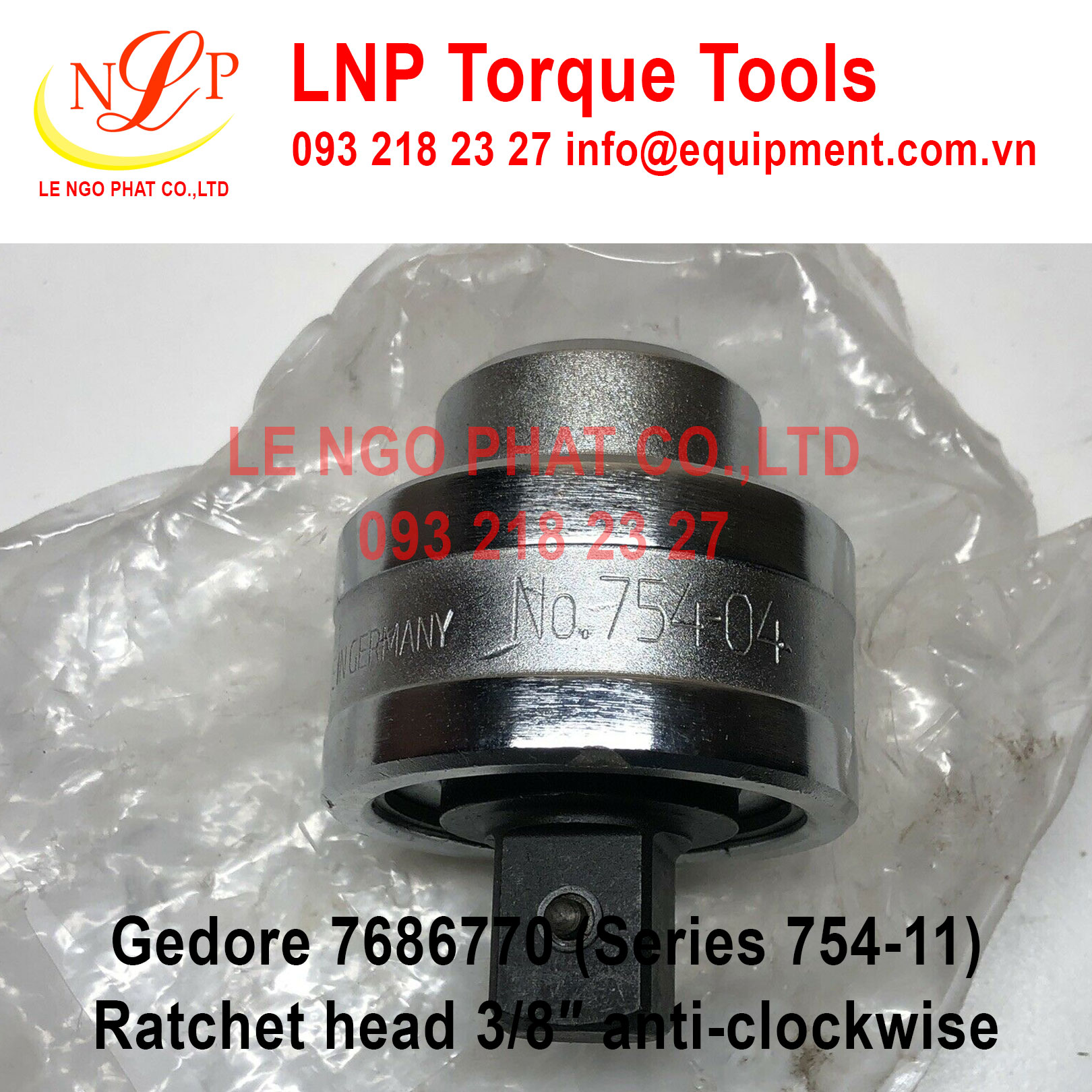 Gedore 7686770 (Series 754-11) Ratchet head 3/8″ anti-clockwise