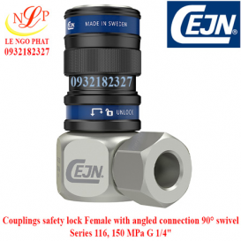 Couplings safety lock Female with angled connection 90° swivel G 1/4"