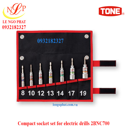 Compact socket set for electric drills 2BNC700