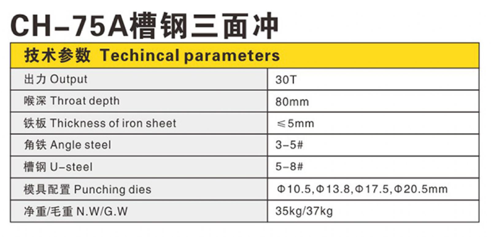 Đột lỗ thủy lực 30 tấn CH-75A
